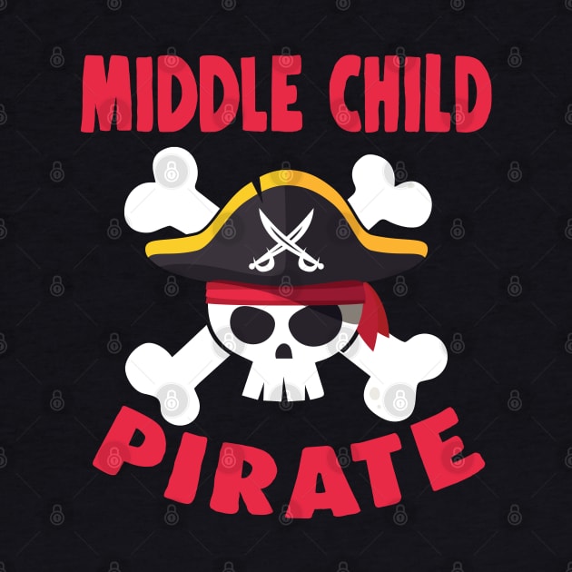 Pirate Middle Jolly Roger Funny Skull For Family Matching by Blink_Imprints10